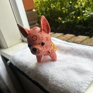 Pink Designer Monogram Puppy Bag Charm